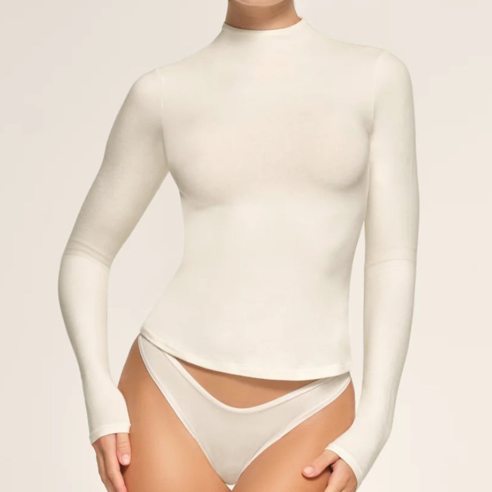 Skims Cotton Jersey Long Sleeve Turtleneck